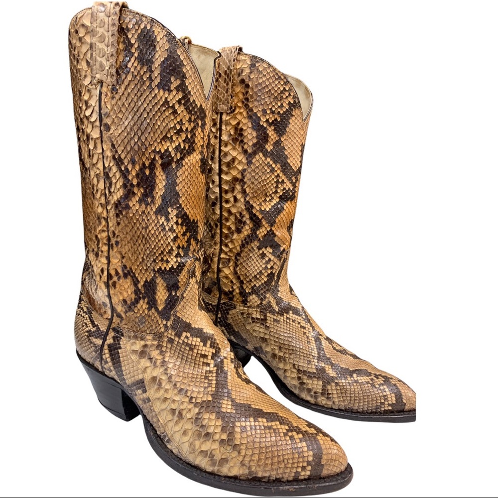 Tony Lama Snake Skin Cowboy Western Mens Boots Size 9 E